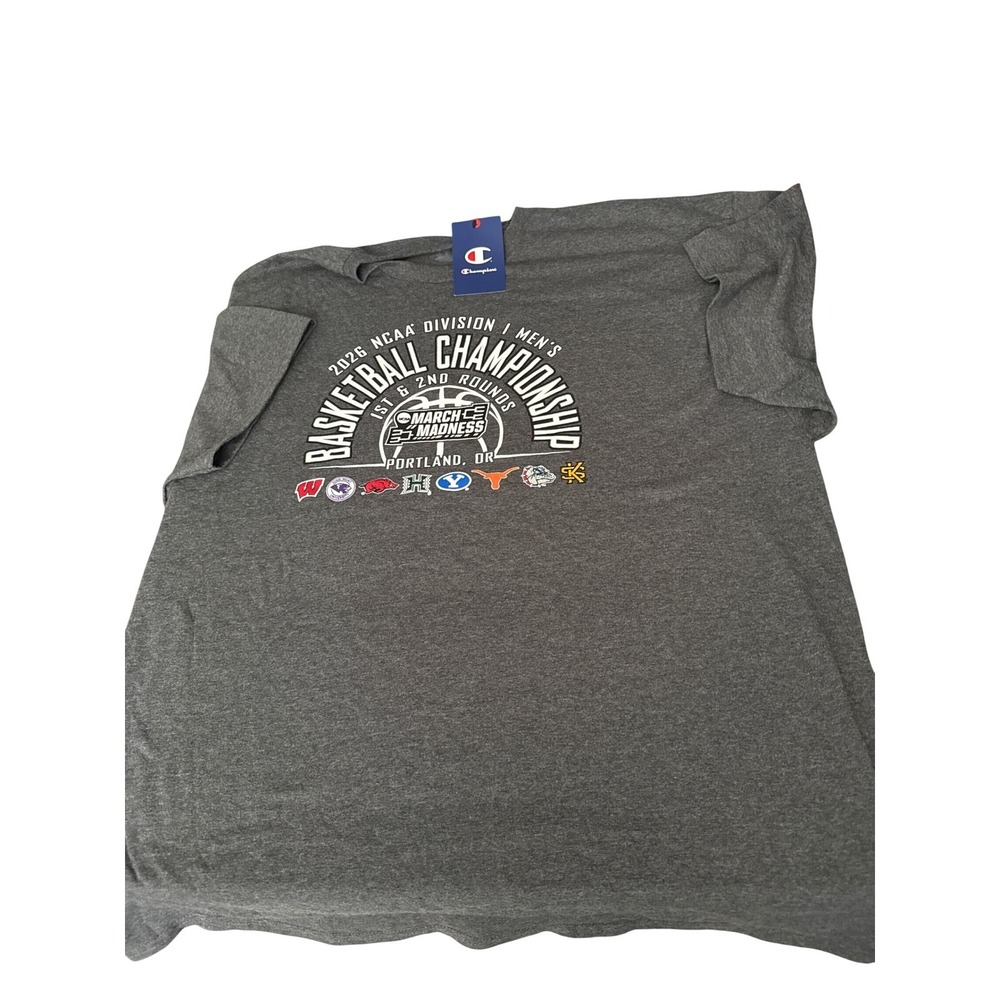 Champion 2026 NCAA March Madness Portland Basketball Graphic Tee Mens 2XL Grey - Picture 1 of 5
